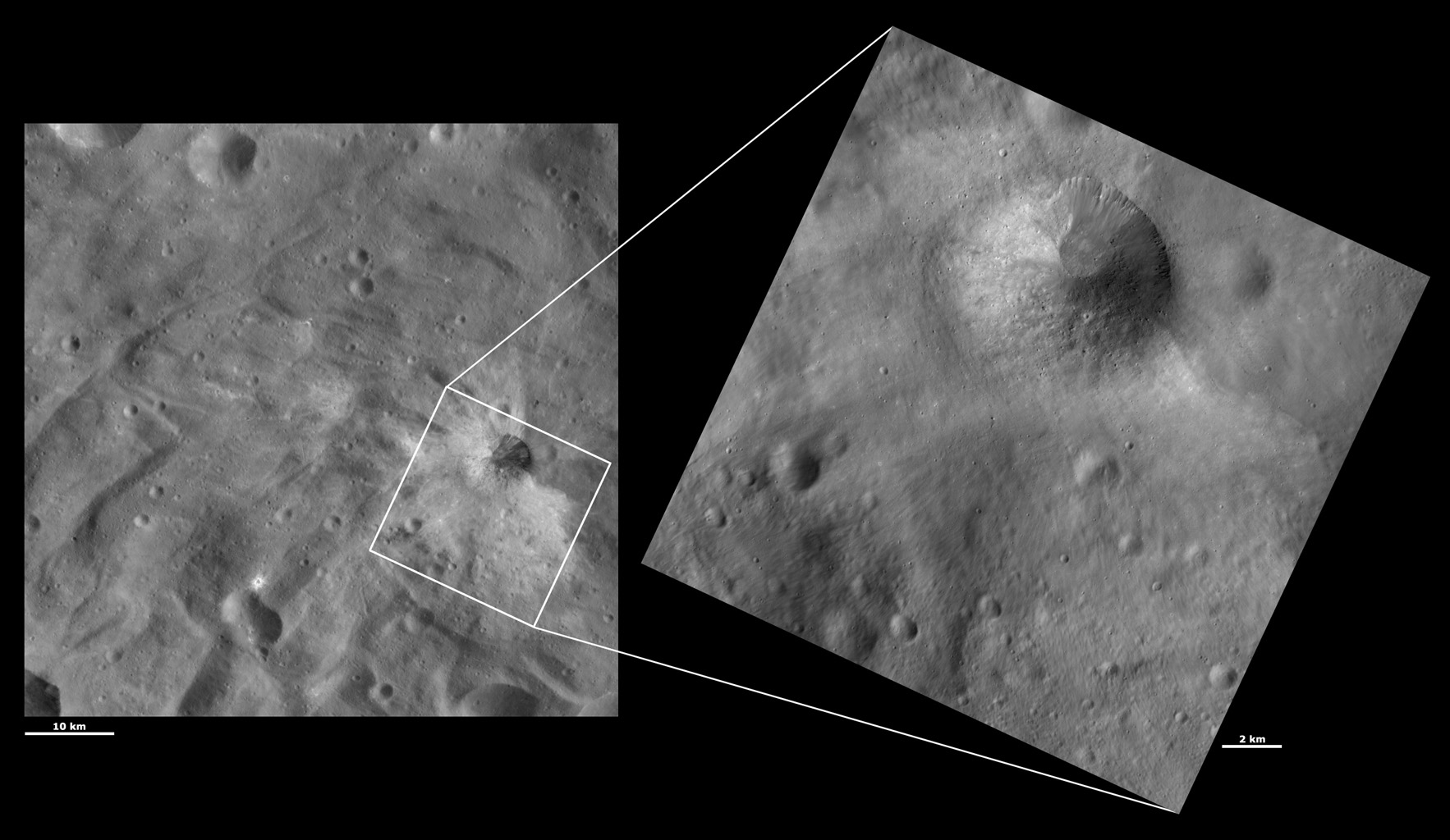 HAMO and LAMO Images of Justina Crater