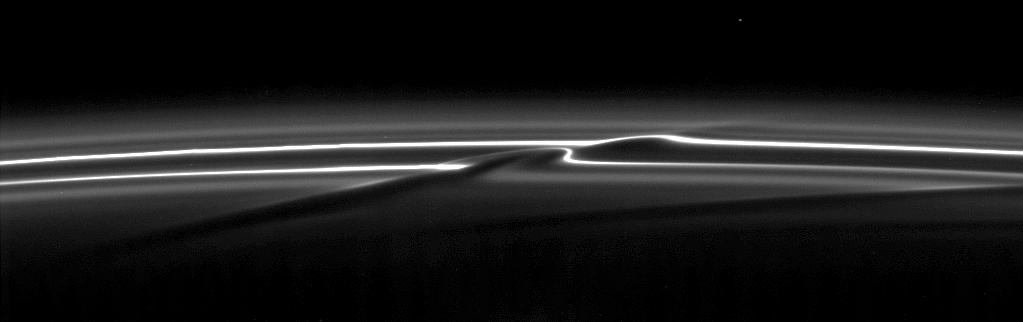The Cassini spacecraft focuses on a streamer-channel feature in Saturn's F ring.