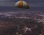 Sample Return Capsule Parachuting Down To Earth 