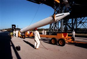 January 6, 1999 - Solid Rocket Boosters Arriving At Launch Pad 17A 