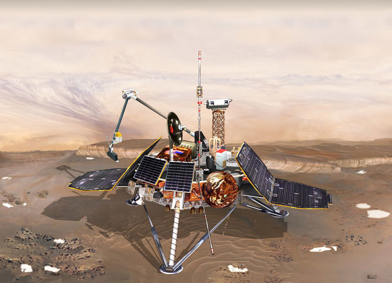 Spacecraft lander on Mars.