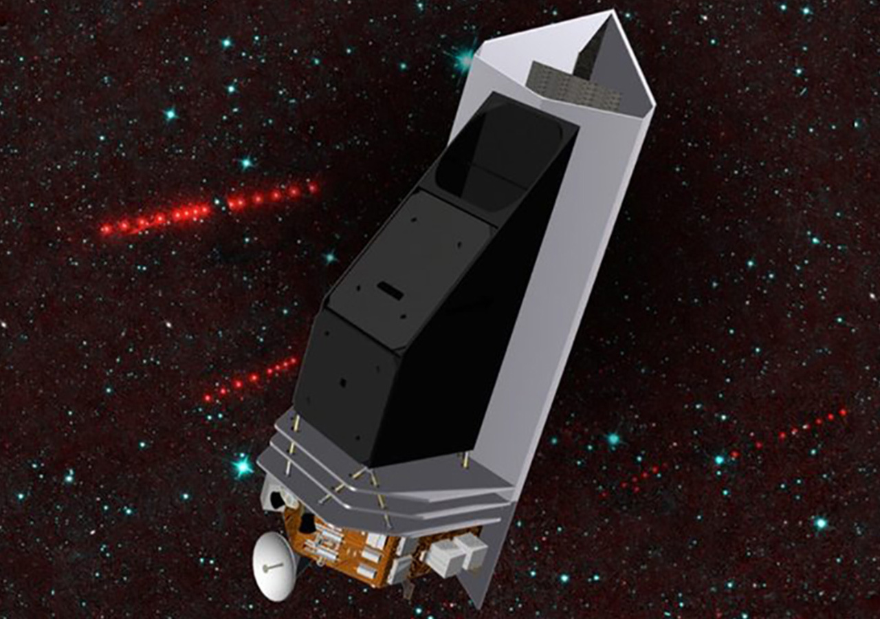 An artist’s concept of NEO Surveyor in orbit