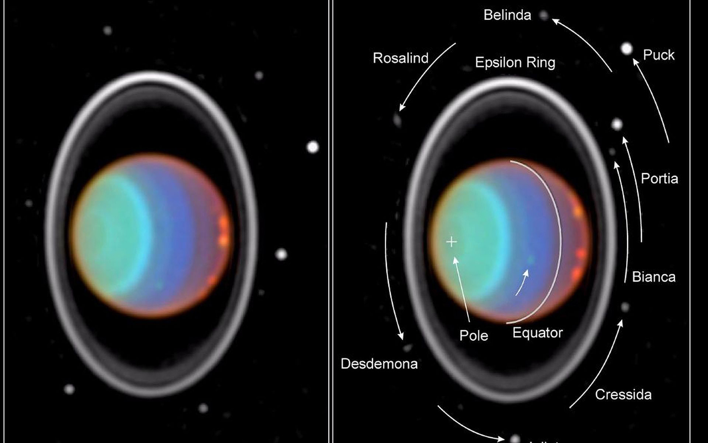 Hubble Tracks Clouds and Moons at Uranus
