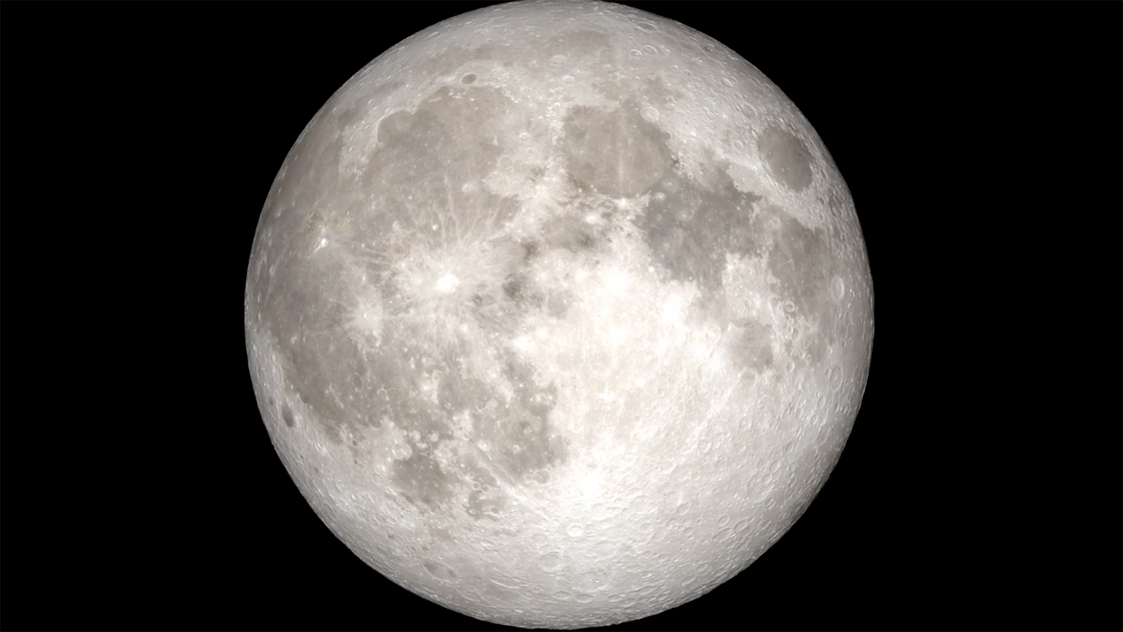 slide 1 - Animated view of the full disc of the Moon rotating in space.