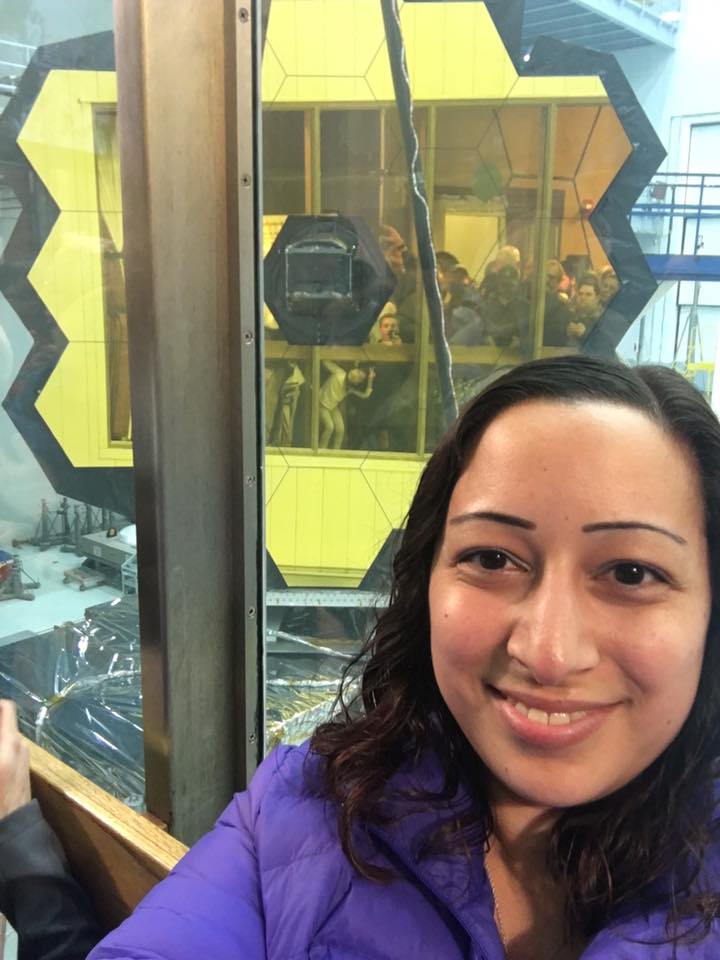 With the James Webb Space Telescope in the clean room at NASA GSFC in 2017.