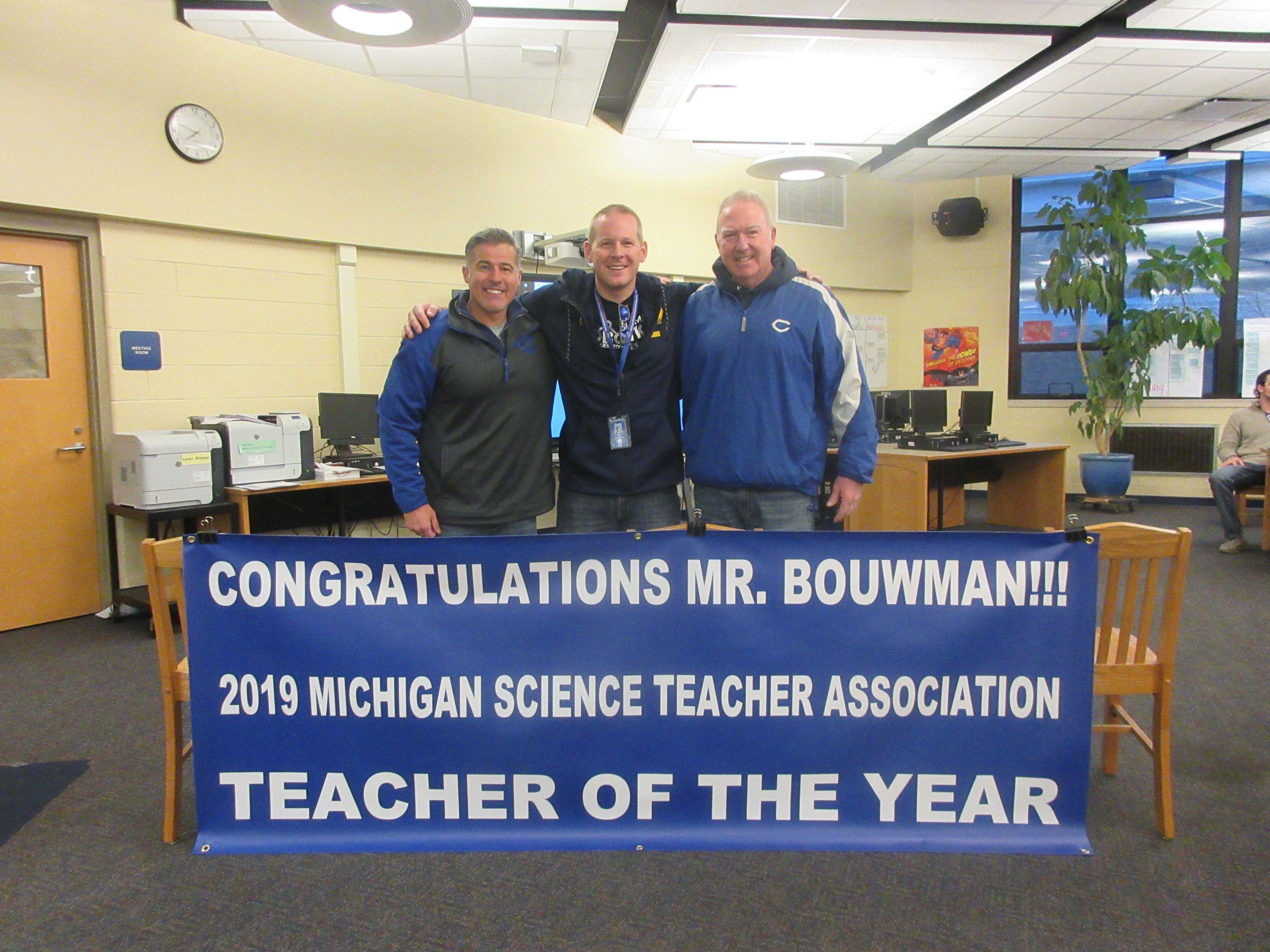 Jeffrey being honored as Middle School Teacher of the Year 2019