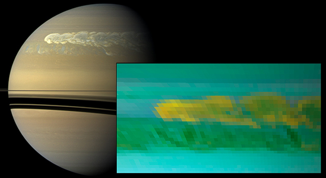 This set of images from NASA's Cassini mission shows the turbulent power of a monster Saturn storm.