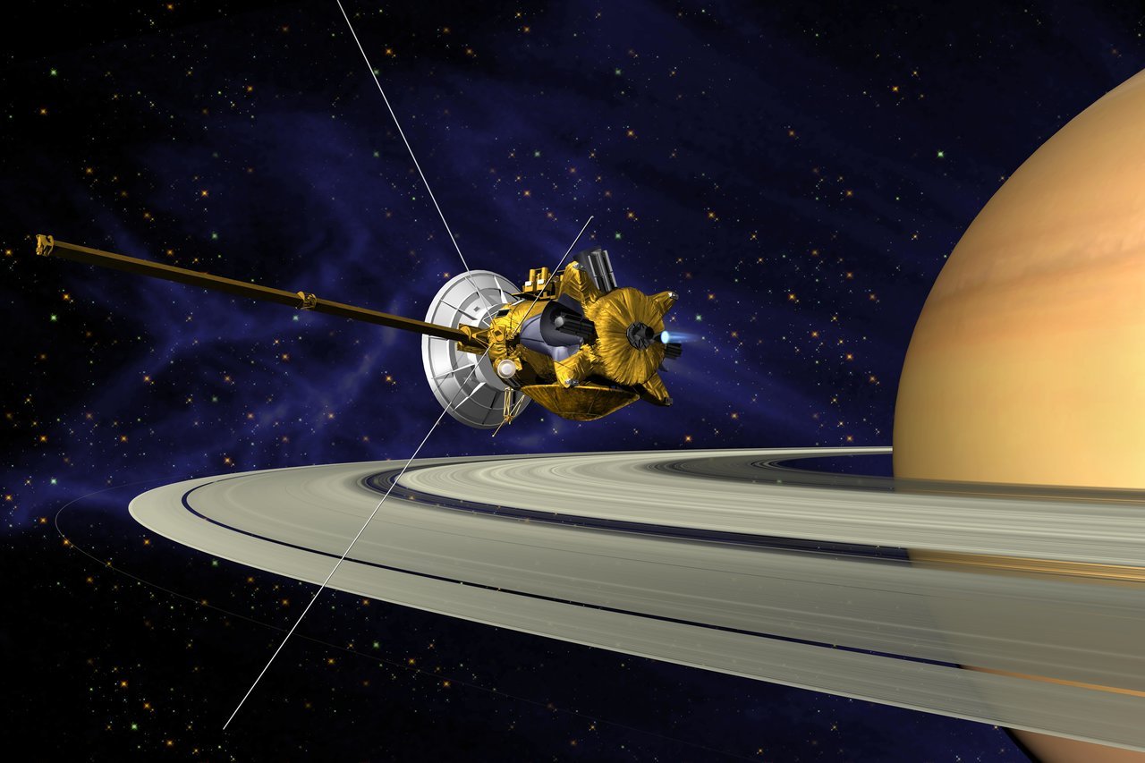 Artist rendition of Cassini at Saturn