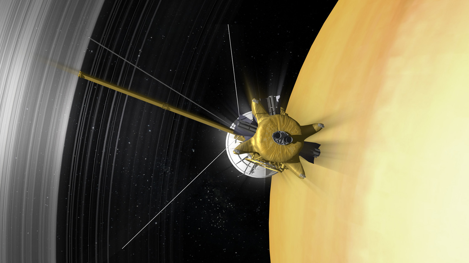 Illustration of spacecraft at Saturn.