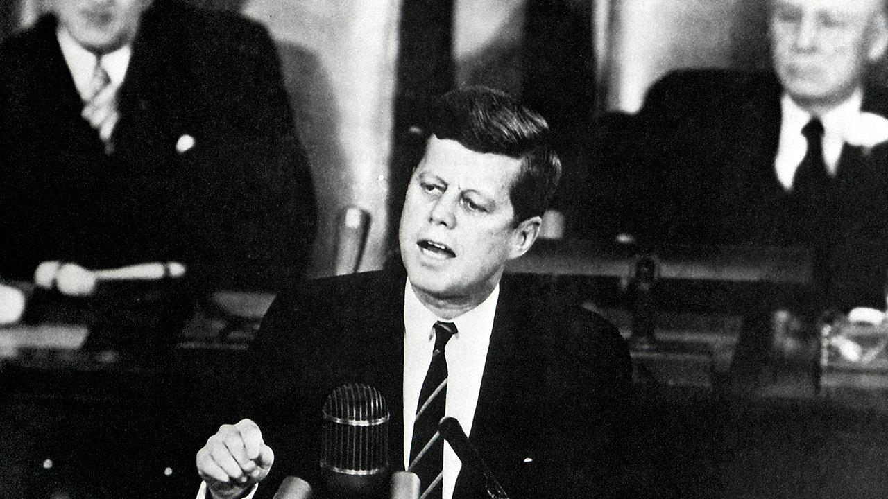 Speaking to Congress and the Nation at the joint session of Congress on May 25, 1961, President Kennedy said : "I believe that this Nation should commit itself to achieving the goal, before this decade is out, of landing a man on the moon and returning him safely to Earth."