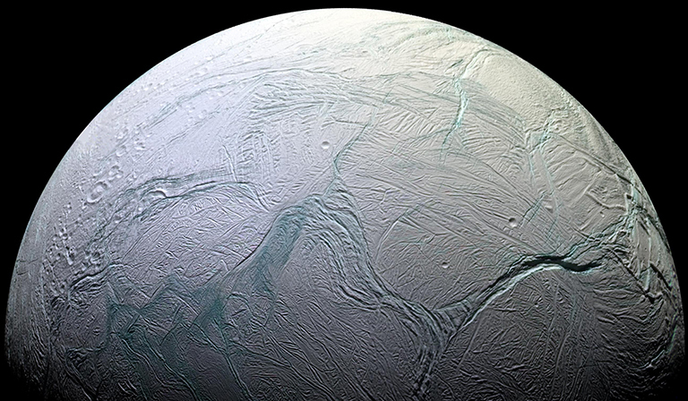 A masterpiece of deep time and wrenching gravity, the tortured surface of Saturn's moon Enceladus and its fascinating ongoing geologic activity tell the story of the ancient and present struggles of one tiny world. 