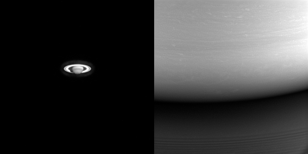 Two images of Saturn,