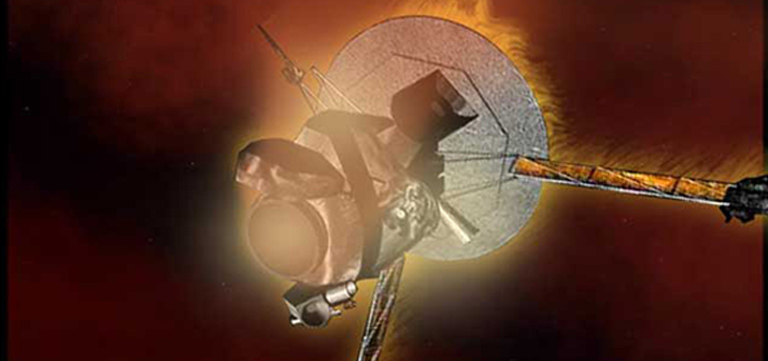 An artist's impression of the Galileo orbiter beginning to burn up in Jupiter's atmosphere. Galileo's 14-year mission to explore the Jovian system ended on 21 Sept. 2003 when the spacecraft was deliberately sent into Jupiter's atmosphere.