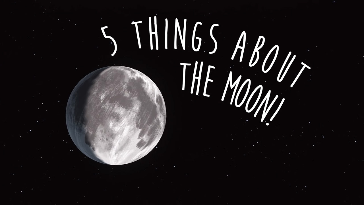 illustration of the moon with the title "5 Things About the Moon"