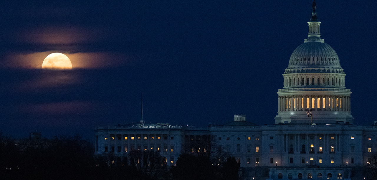 Moon over the U.S. capitol