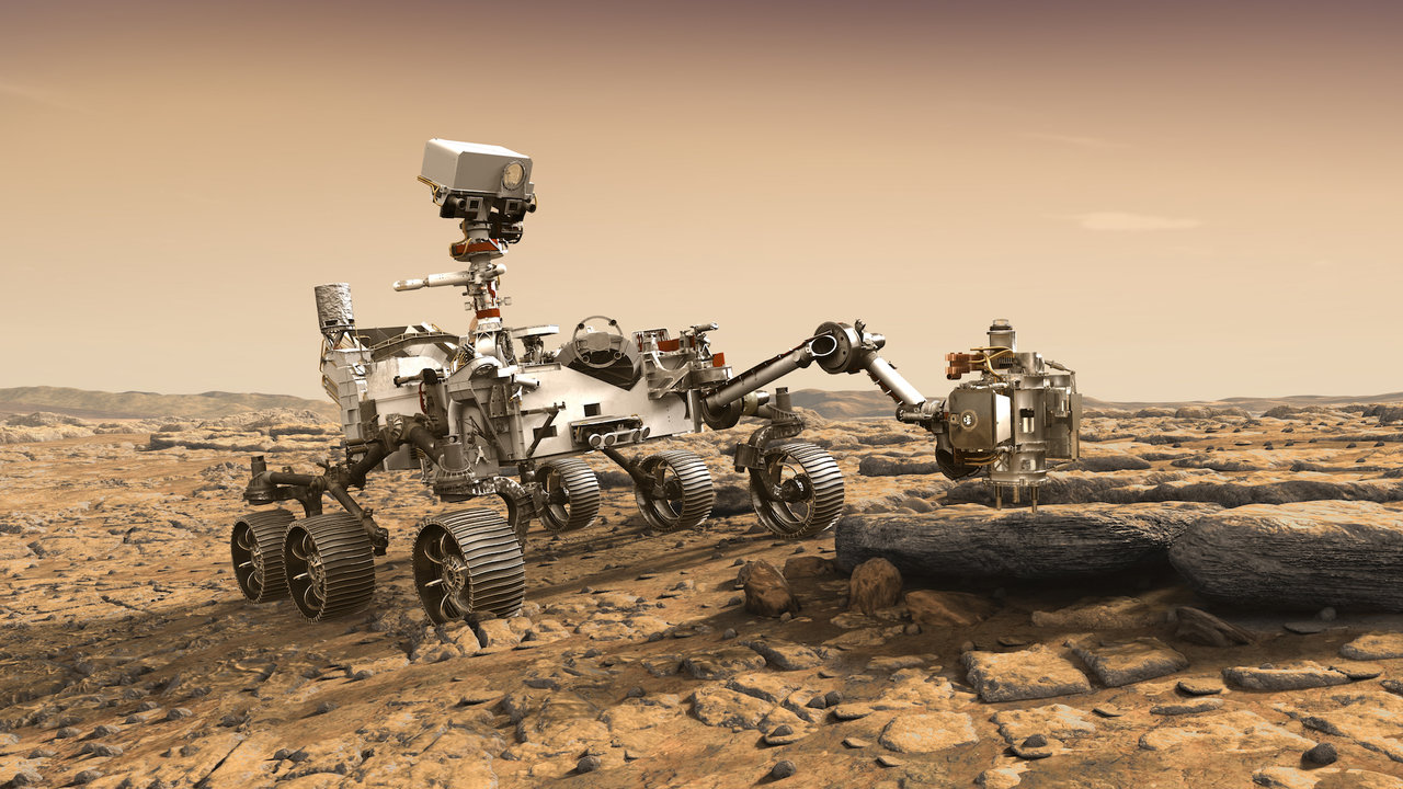 rover depicted on surface of Mars