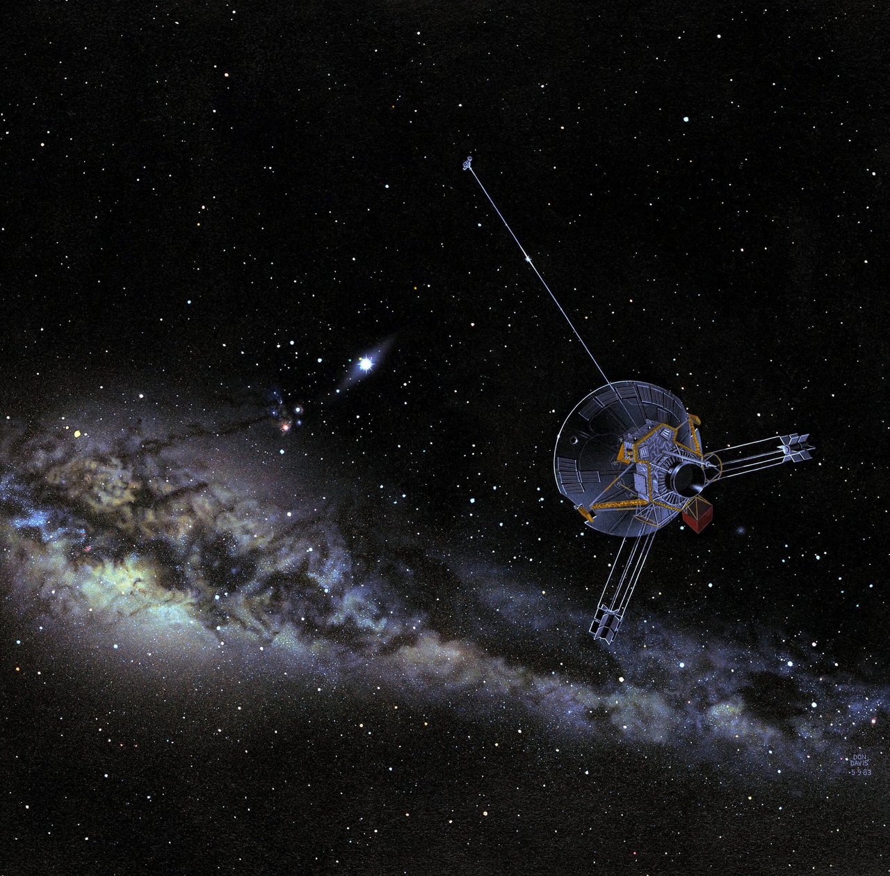 Illustration of spacecraft heading toward center of Milky Way.
