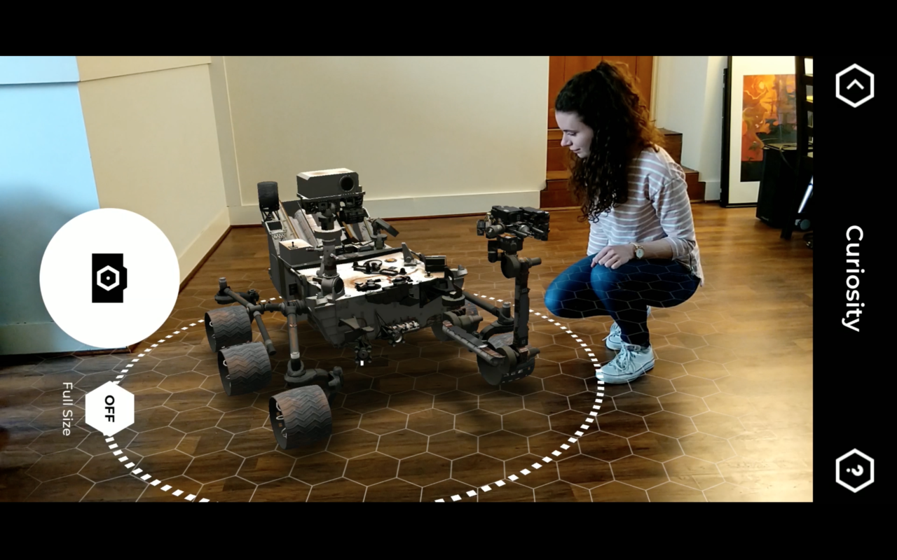 The Curiosity Mars rover depicted in virtual 3-D