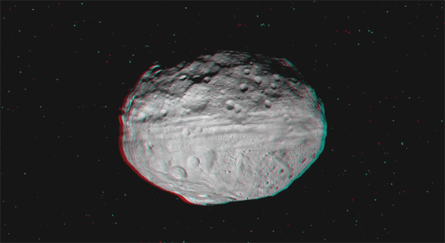 Still from a 3-D video incorporating images from NASA's Dawn spacecraft