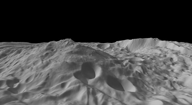 Oblique View of Vesta's South Polar Region