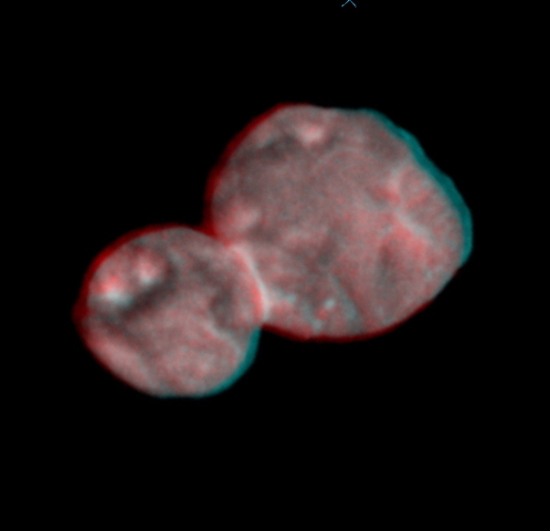 3D image of peanut-shaped space rock.