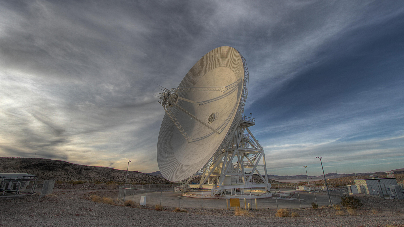 Large antenna in the desert.