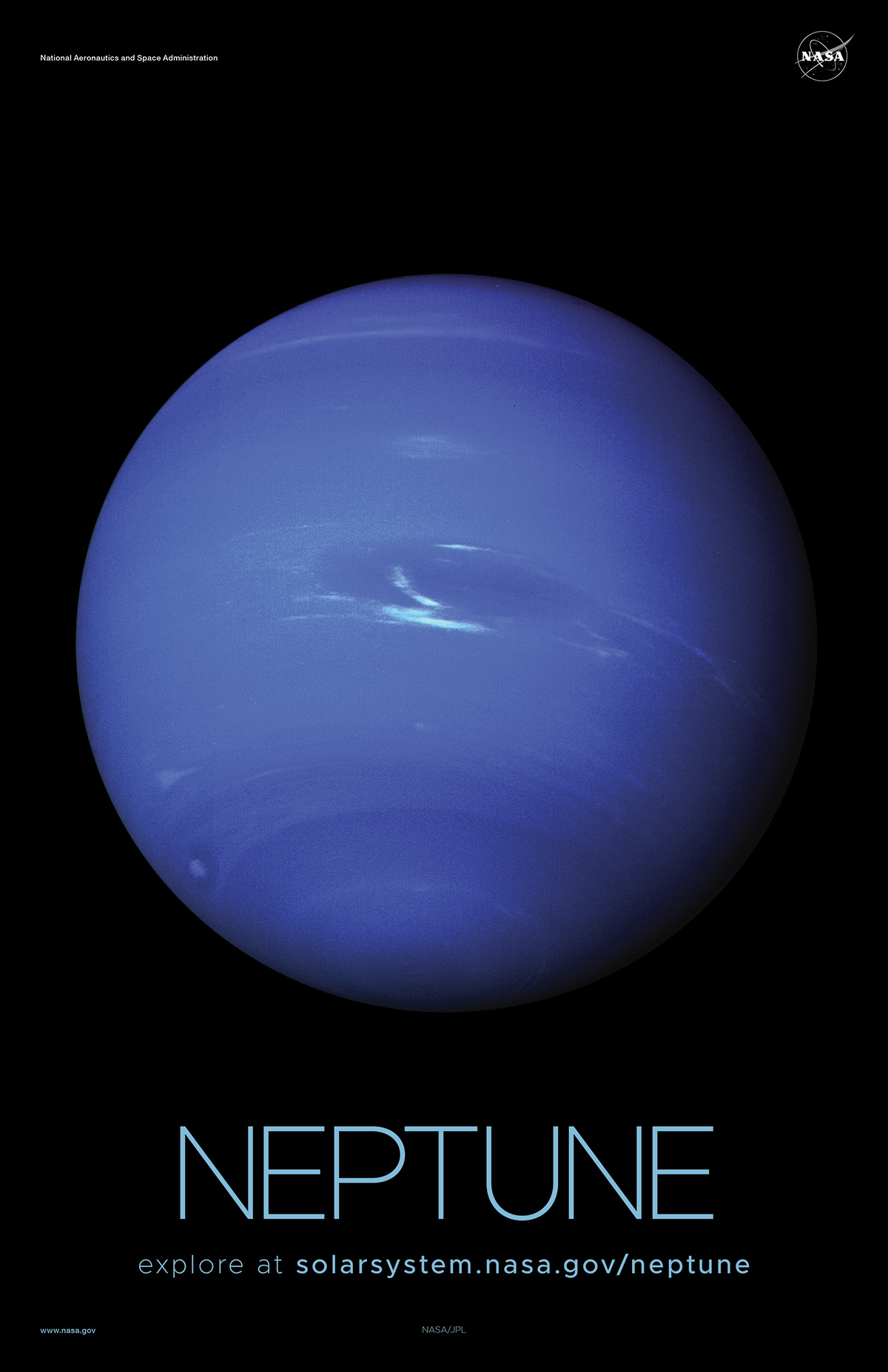 Full disk view of blue ice giant Neptune.