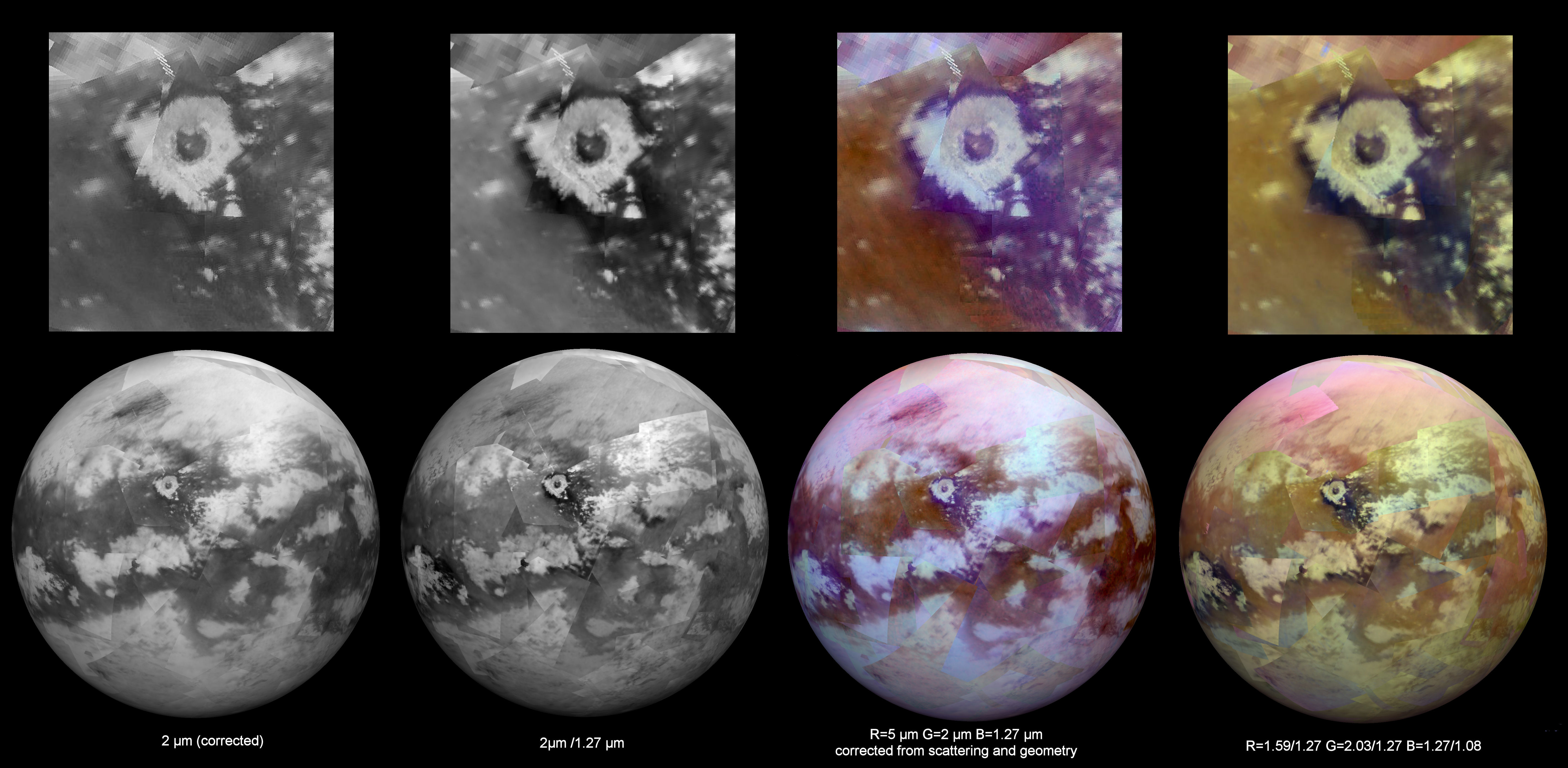 This montage shows four synthetic views of Titan 