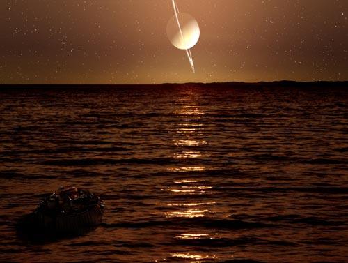 Huygens floating in the Titan night
