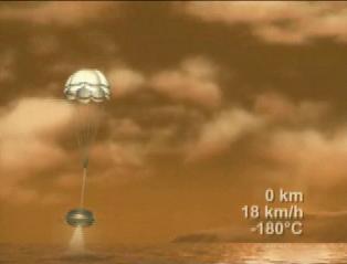 Huygens Arrival at Titan (onto sea)