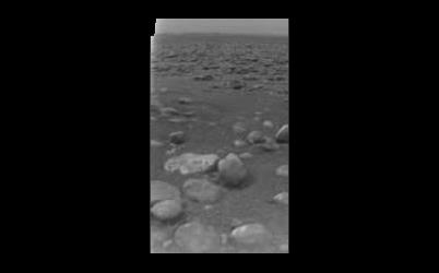 Black and white images of rocks on the surface of Titan