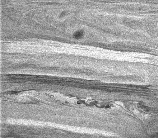 Uundulations and swirls within the banded atmosphere of Saturn