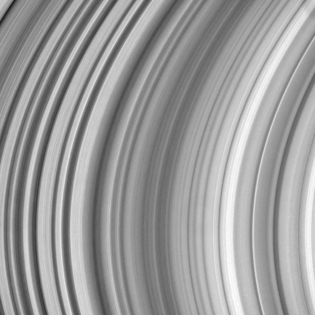 a closeup of Saturn's B ring