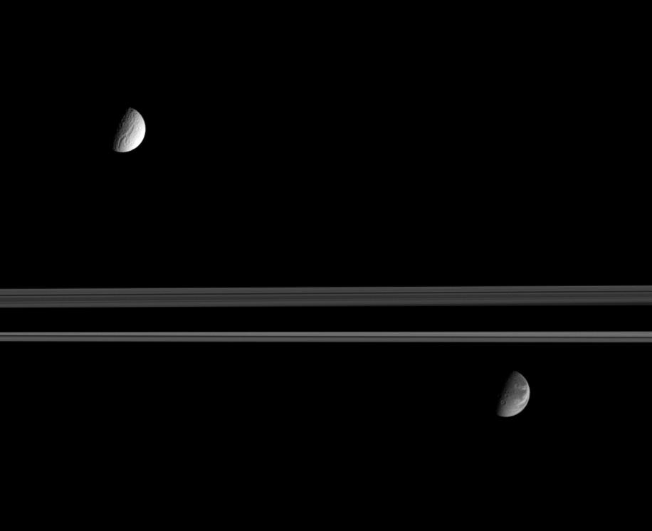 Dione and Tethys through the rings
