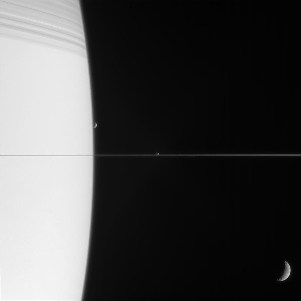 Saturn, Janus, Mimas and Tethys