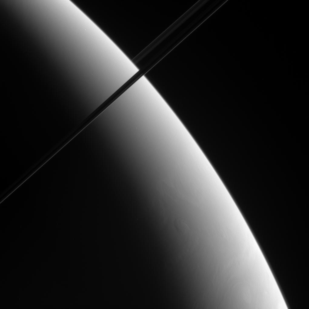 An oblique view of Saturn