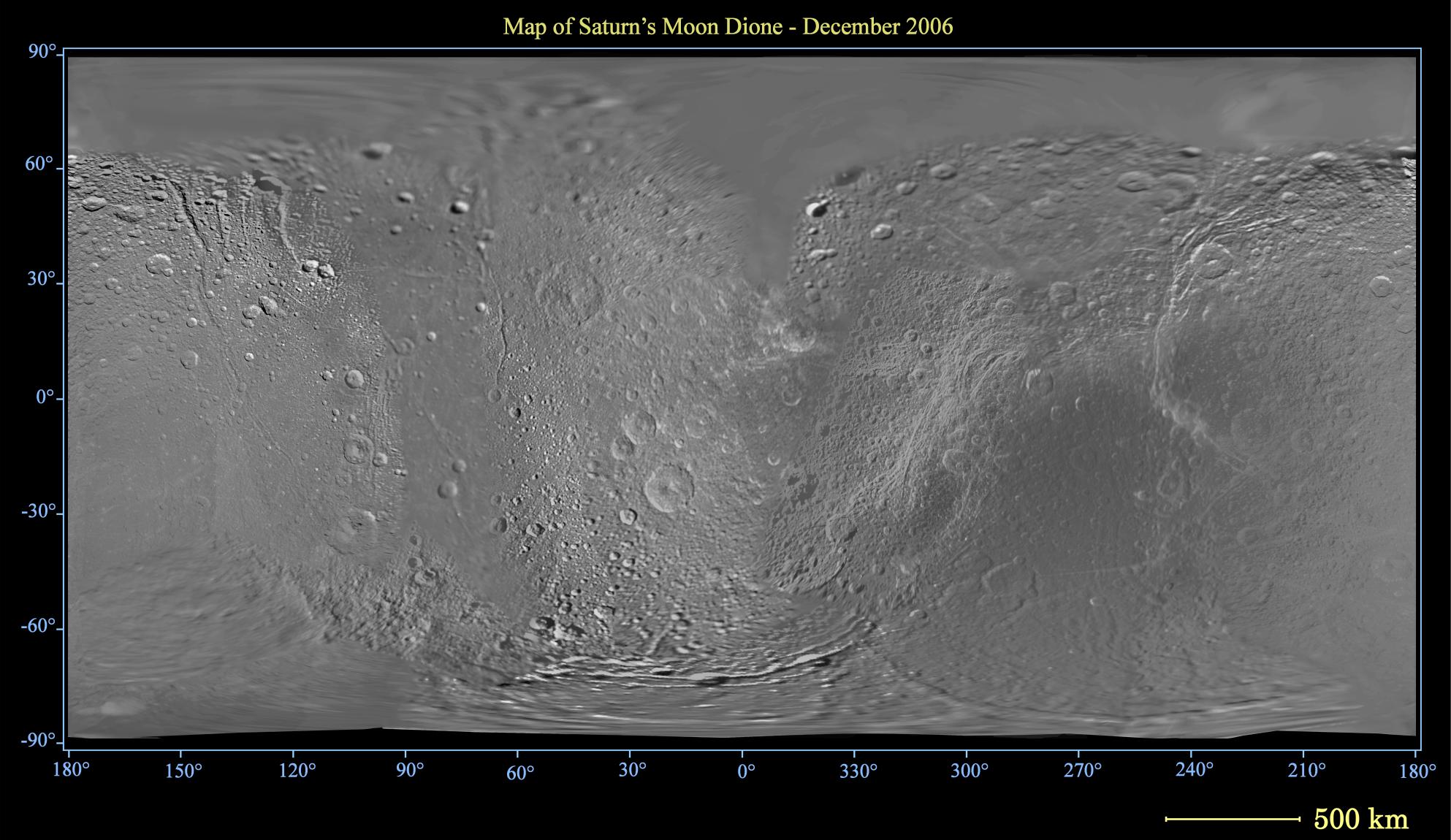 Map of Saturn's moon Dione
