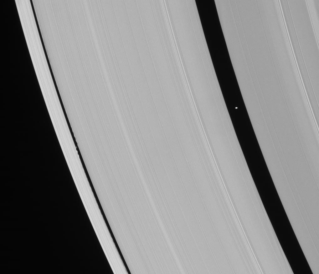 Pan and Daphnis, and Saturn's rings