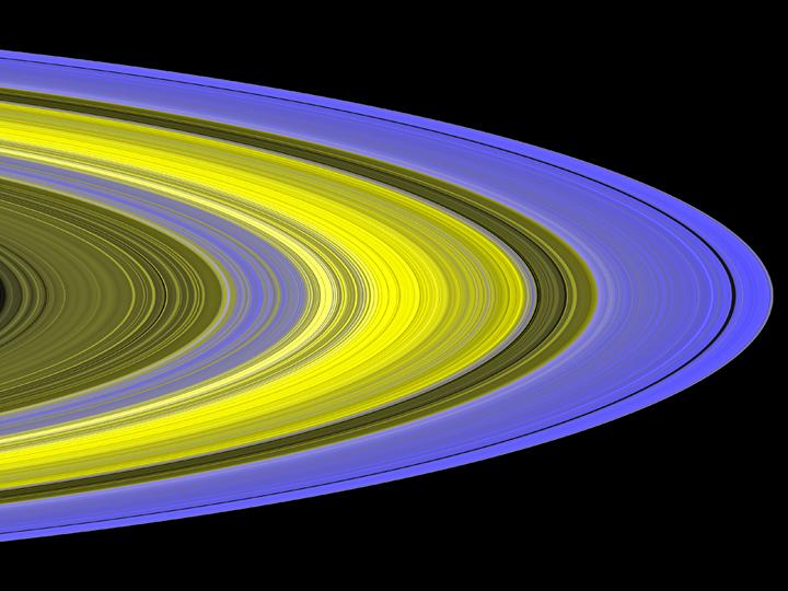 A false-color image of Saturn's main rings