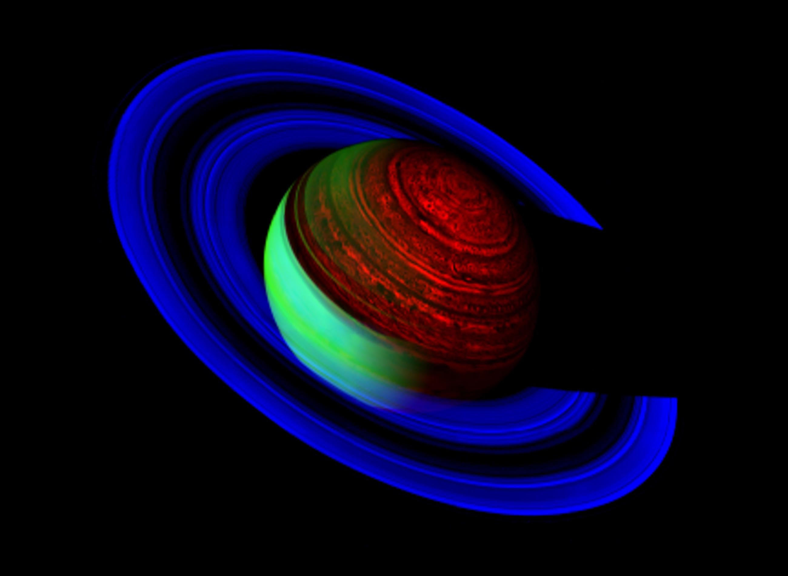 False-color image of Saturn