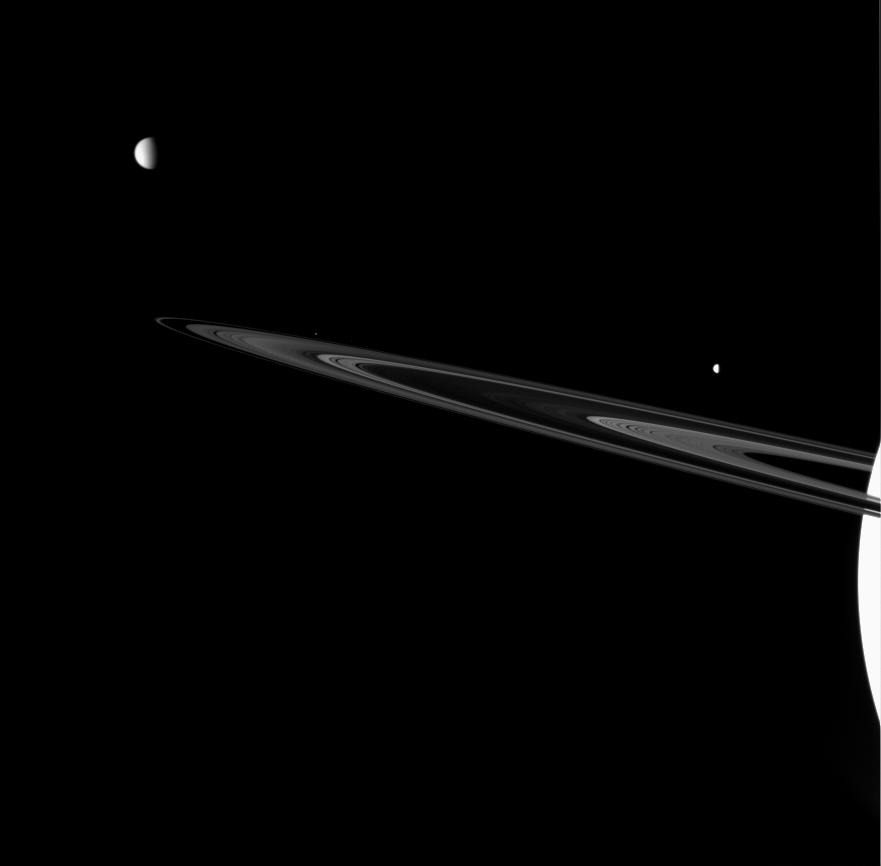 Saturn, Titan, Dione and Janus