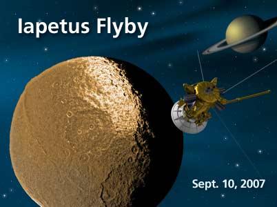 Artist's rendition of Iapetus flyby
