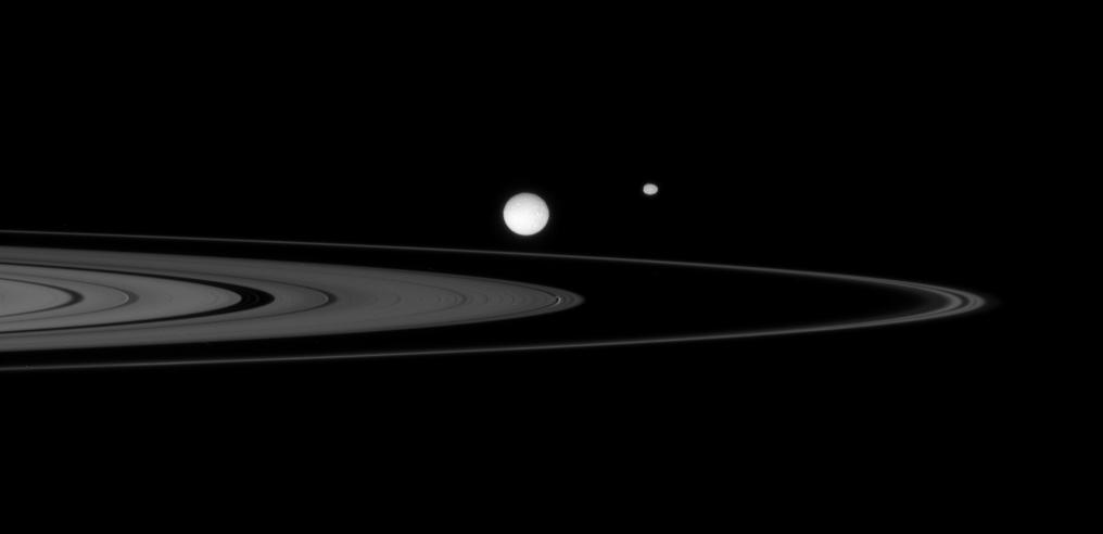 Saturn's rings and Mimas, Epimetheus, and Daphnis