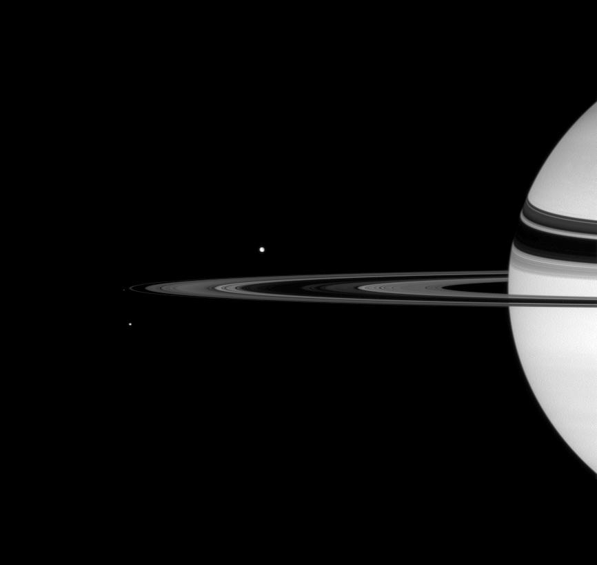 Saturn, Tethys, Pandora and Mimas