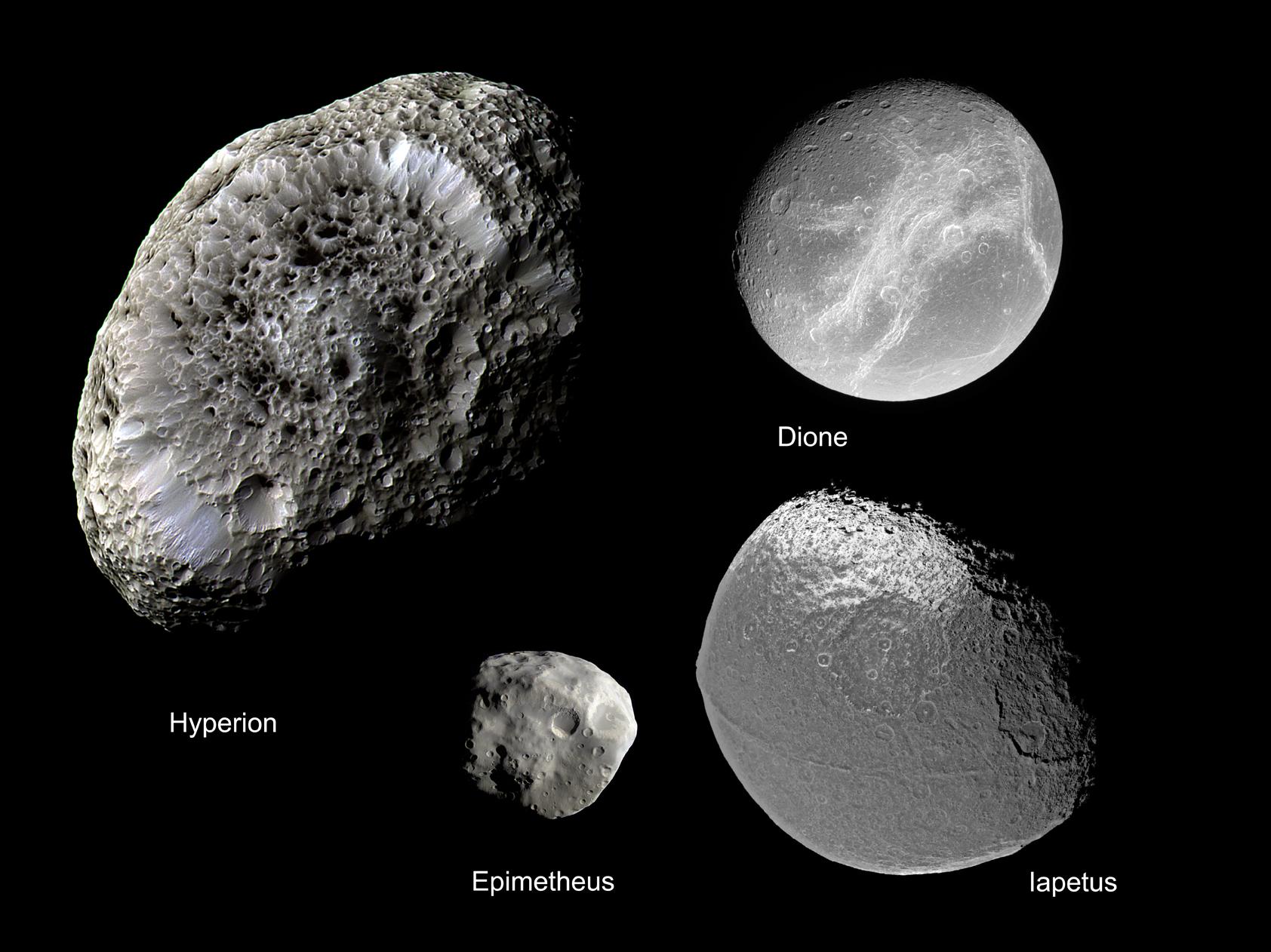 Dione, Hyperion, Epimetheus and Iapetus