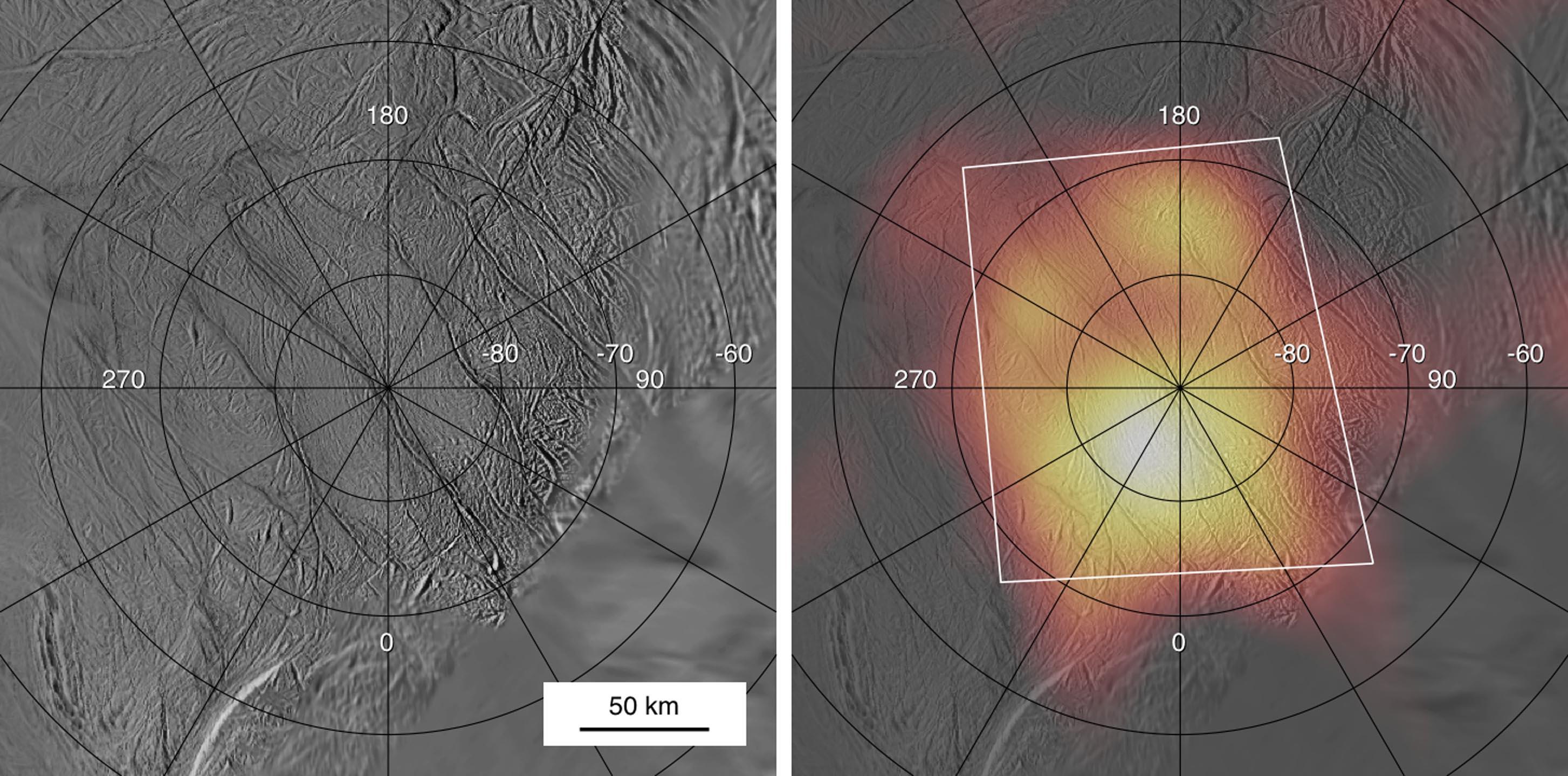 Two maps of the heat radiation from the active south pole of Enceladus