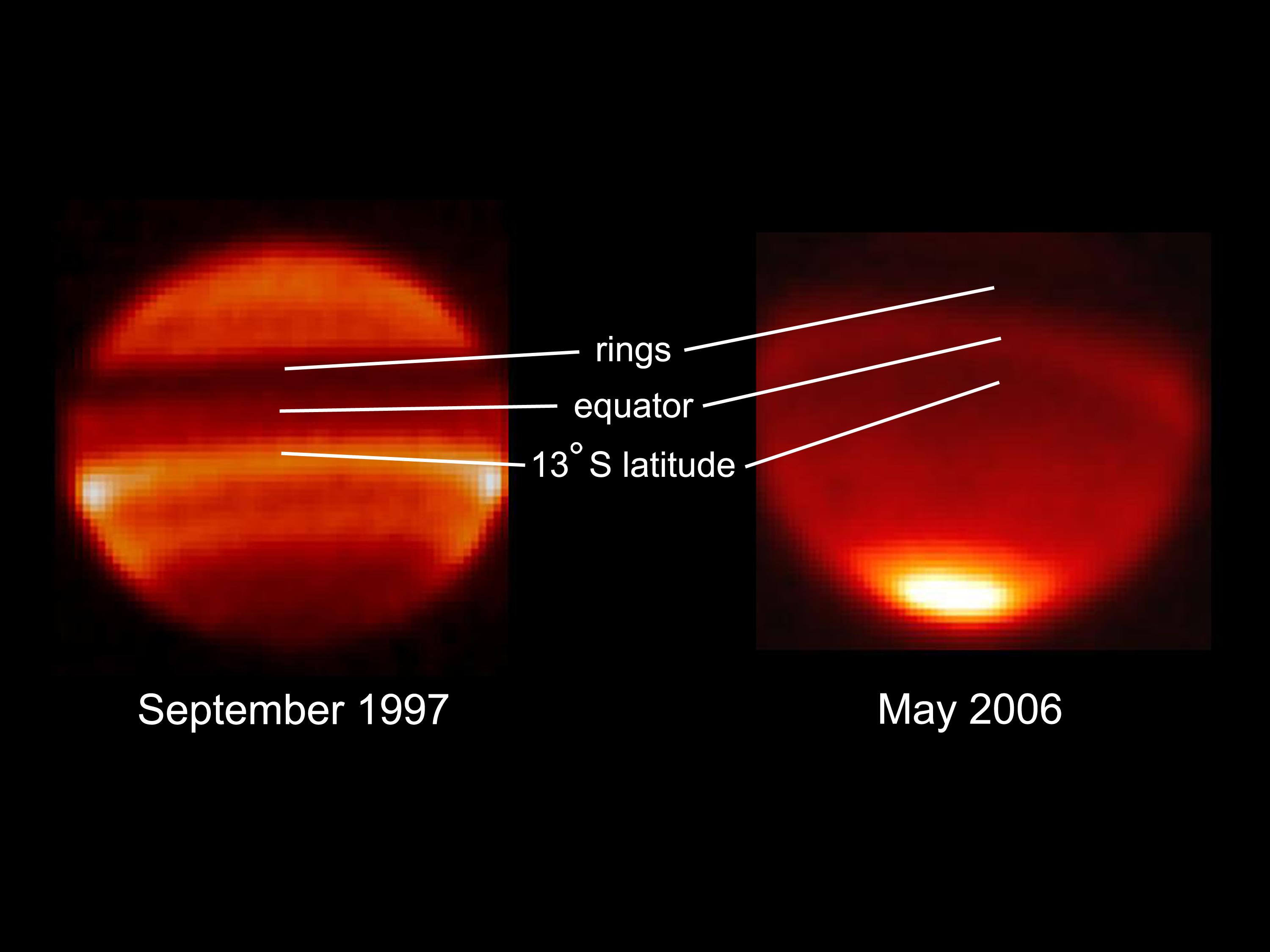 Two different phases of temperature on Saturn