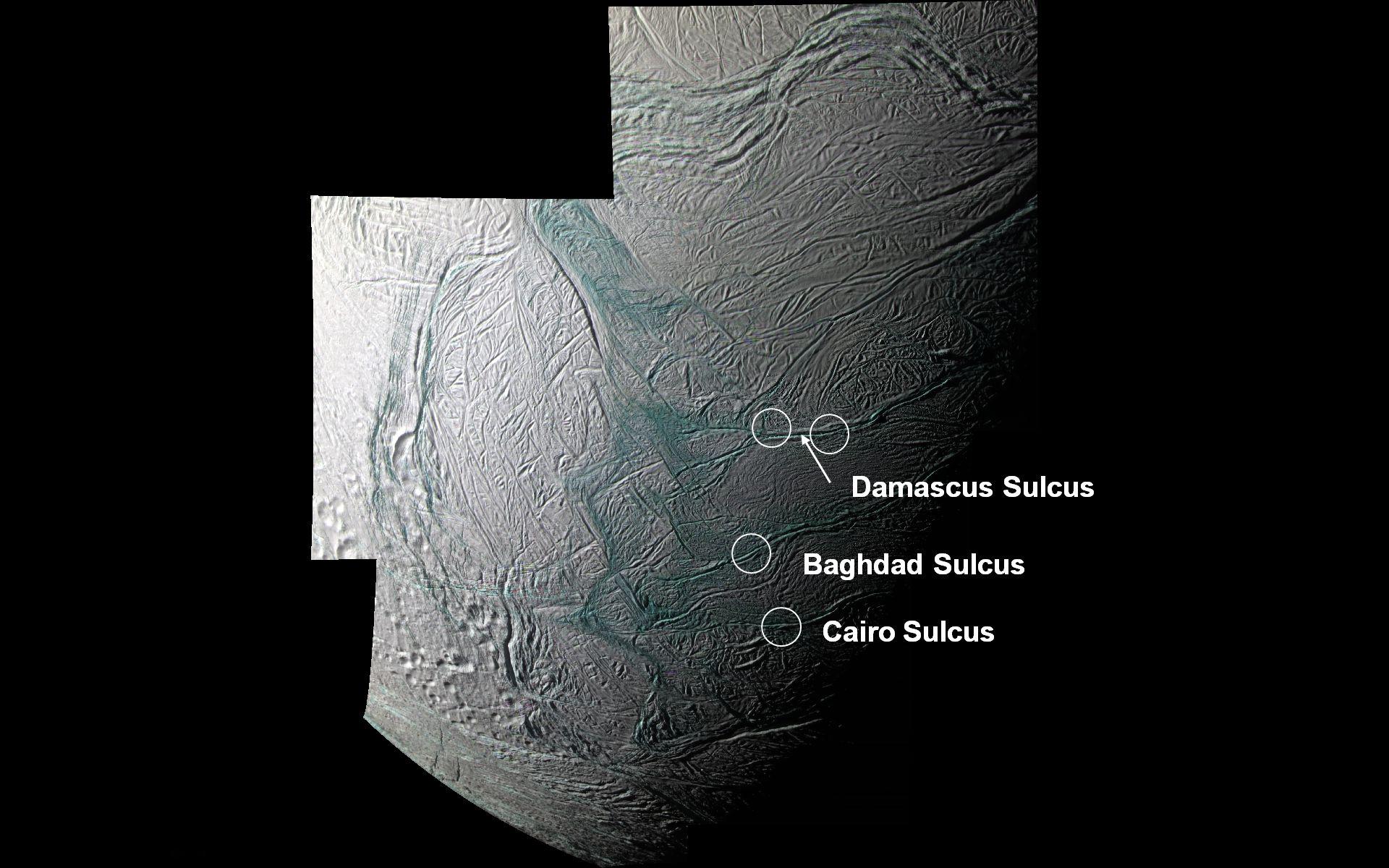 Enceladus with labels