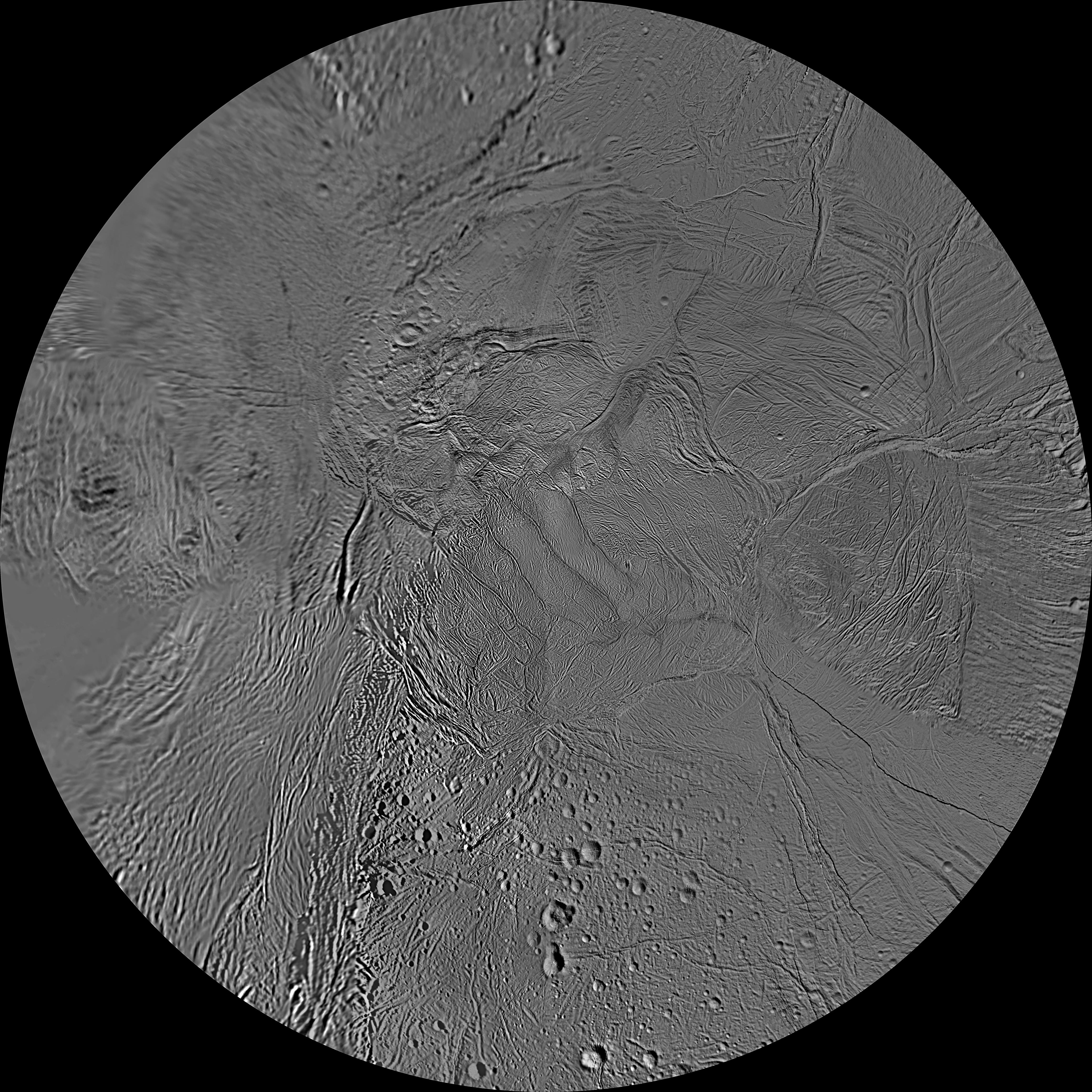 updated mosaic of the southern hemisphere of Saturn’s moon Enceladus