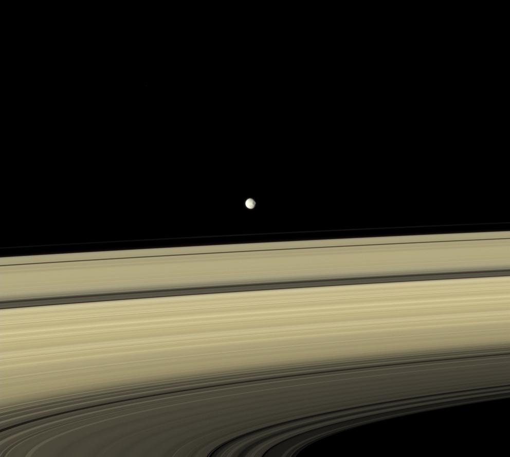Mimas and Saturn's rings